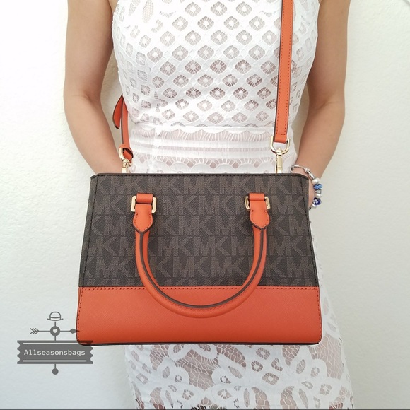 Michael Kors Kellen tangerine brown xs Satchel NWT - Picture 6 of 7